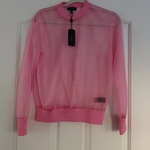 NWT rag & bone Sheer Pink Crewneck Sweater xs Retail $275